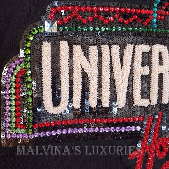 GUCCI SWEATSHIRT BLACK COTTON UNIVERSAL STUDIOS HOLLYWOOD CRYSTAL TOP sz L - Picture 10 of 15
